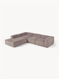 Modulares XL-Ecksofa Lennon aus Cord, Bezug: Cord (92 % Polyester, 8 %, Gestell: Massives Kiefernholz, Spe, Cord Taupe, B 329 x T 269 cm, Eckteil links