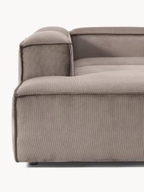 Modulares XL-Ecksofa Lennon aus Cord, Bezug: Cord (92 % Polyester, 8 %, Gestell: Massives Kiefernholz, Spe, Cord Taupe, B 329 x T 269 cm, Eckteil links