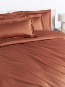 Housse de couette en satin de coton Premium, Terracotta, larg. 200 x long. 200 cm