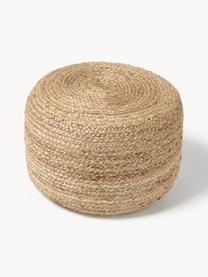 Pouf en jute artisanal Bono, Beige, Ø 50 x haut. 36 cm