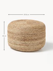 Handgefertigter Pouf Bono aus Jute, Bezug: Jute, Beige, Ø 50 x H 36 cm