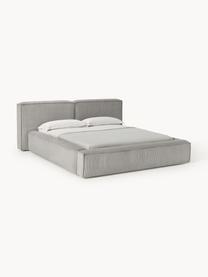 Cama tapizada en pana Lennon, con espacio de almacenamiento, Tapizado: pana (98% poliéster, 2% p, Estructura: madera de pino maciza, ma, Patas: madera, plástico Este pro, Pana gris, An 248 x L 243 cm (colchón 180 x 200 cm)