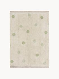 Tapis pour enfant tissé à la main Hippy Dots, Beige clair, vert sauge, larg. 120 x long. 160 cm (taille S)