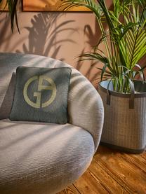 Cuscino decorativo con logo Giorgio Armani Janette, Rivestimento: 44% viscosa, 24% cotone, , Antracite, verde oliva, Larg. 40 x Lung. 40 cm