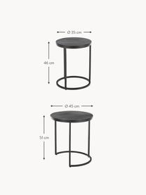 Beistelltische Andrew aus Mangoholz, 2er-Set, Gestell: Metall, pulverbeschichtet, Mangoholz, schwarz lackiert, Set mit verschiedenen Grössen