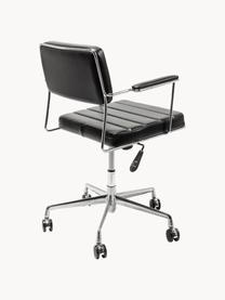 Chaise de bureau en cuir synthétique Dottore, Cuir synthétique noir, cadre gris chrome, larg. 44 x prof. 50 cm