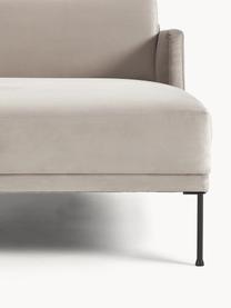 Kleines Samt-Ecksofa Fluente, Bezug: Samt (100 % Polyester) De, Gestell: Massives Kiefernholz, Bir, Füße: Metall, pulverbeschichtet, Samt Greige, B 198 x T 152 cm, Eckteil links