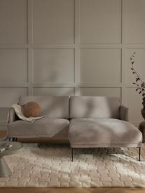Petit canapé d'angle en velours Fluente, Velours grège, larg. 198 x prof. 152 cm, méridienne à gauche