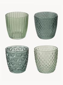 Teelichthalter-Set Marilu, 4er-Set, Glas, Grüntöne, Ø 9 x H 9 cm