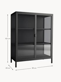Vitrine Brisbane, Rahmen: Metall, beschichtet, Schwarz, Transparent, B 80 x H 102 cm