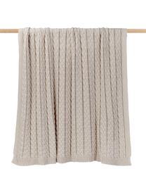 Manta de punto trenzado Caleb, 100% algodón peinado, Beige, An 130 x L 170 cm