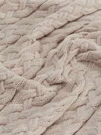 Coperta a maglia con motivo a trecce Caleb, 100% cotone pettinato, Beige, Larg. 130 x Lung. 170 cm