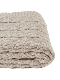 Coperta a maglia con motivo a trecce Caleb, 100% cotone pettinato, Beige, Larg. 130 x Lung. 170 cm