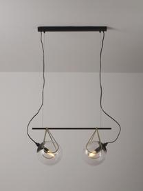 Hanglamp met glazen bollen Drea, Zwart, goudkleurig, Ø 18 x H 150 cm