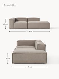 Diván modular Lennon, Tapizado: 100% poliéster Alta resis, Estructura: madera contrachapada de p, Patas: plástico Este producto es, Tejido gris pardo, An 269 x F 119 cm, reposabrazos derecho