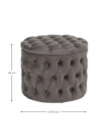 Samt-Hocker Chiara mit Stauraum, Bezug: Samt (Polyester) Der hoch, Korpus: Eukalyptusholz, Samt Dunkelgrau, Ø 50 x H 42 cm