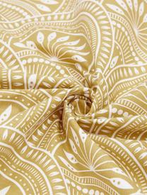 Vzorovaná obojstranná posteľná bielizeň z organickej bavlny Tiara, Žltá, biela, 200 x 200 cm + 2 vankúše 80 x 80 cm