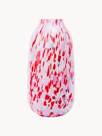 Handgemaakte vaas Confetti, Glas, Rozetinten, rood, lichtblauw, Ø 13 x H 26 cm