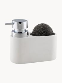 Distributeur de savon avec éponge Strepa, 2 élém., Blanc, larg. 19 x haut. 15 cm