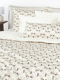 Taie d'oreiller en satin de coton avec motif abstrait Cadence, Tons beiges, 50 x 70 cm