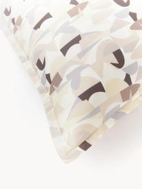 Taie d'oreiller en satin de coton avec motif abstrait Cadence, Tons beiges, 50 x 70 cm