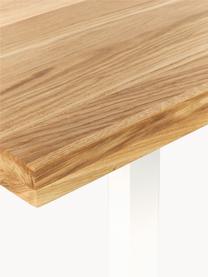 Tavolo in legno di quercia Oliver, varie misure, Gambe: metallo verniciato a polv, Legno di quercia oliato, bianco, Larg. 140 x Prof. 90 cm