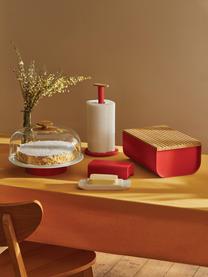 Panera con tapadera de bambú Mattina, Recipiente: acero pintado con resina , Rojo, madera de bambú, An 34 x Al 14 cm