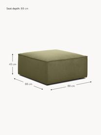 Pouf Lennon, Tissu vert olive, larg. 88 x prof. 88 cm