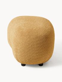 Hocker Alba aus Teddy-Bouclé, Bezug: 100 % Polyester (Teddy-Bo, Füße: Kunststoff Dieses Produkt, Teddy-Bouclé Ocker, B 70 x H 42 cm, gebogen links