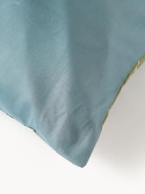 Funda de almohada de satén Flora, Azul petróleo, An 45 x L 110 cm