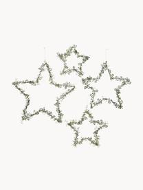 Decoratieve sterren Starry in groen, 4 stuks, Metaal, Groen, wit, Set met verschillende formaten