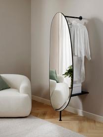 Nástěnné zrcadlo s šatní tyčí a policí Ophelia, Černá, Š 61 cm, V 190 cm