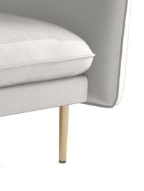 Sofa z metalowymi nogami Largo (3-osobowa), Tapicerka: welur (100% poliester), Stelaż: drewno bukowe, płyta wiór, Nogi: metal malowany proszkowo, Jasny szary, S 210 x G 110 cm