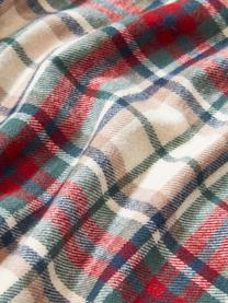 Geruite flanellen kussenhoes Linsay, Weeftechniek: flanel Draaddichtheid 155, Lichtbeige, rood, groen, B 60 x L 70 cm