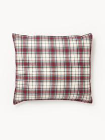 Geruite flanellen kussenhoes Linsay, Weeftechniek: flanel Draaddichtheid 155, Lichtbeige, rood, groen, B 60 x L 70 cm