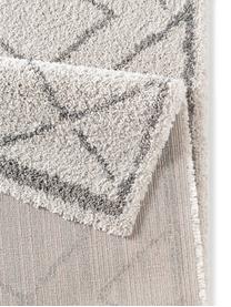 Hochflor-Teppich Luna Diamond mit Rautenmuster, Grau/Creme, Flor: 100% Polypropylen, Creme, Grau, B 80 x L 150 cm (Grösse XS)