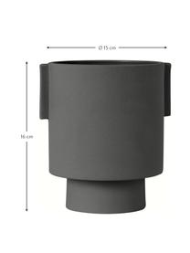 Cache-pot céramique fait main Ika Kana, Céramique, Gris foncé, Ø 15 cm x haut. 16 cm