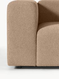 Sofá modular bouclé Lena (4 plazas), con reposapiés, Tapizado: Bouclé (93% poliéster, 6%, Estructura: madera de pino, contracha, Patas: plástico, Bouclé marrón claro, An 284 x F 181 cm