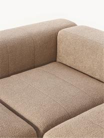 Sofá modular bouclé Lena (4 plazas), con reposapiés, Tapizado: Bouclé (93% poliéster, 6%, Estructura: madera de pino, contracha, Patas: plástico, Bouclé marrón claro, An 284 x F 181 cm