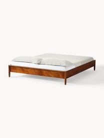 Houten bed Windsor van grenenhout, Massief grenenhout, FSC-gecertificeerd, Grenenhout, donker, B 140 x L 200 cm