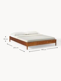 Houten bed Windsor van grenenhout, Massief grenenhout, FSC-gecertificeerd, Grenenhout, donker, B 140 x L 200 cm