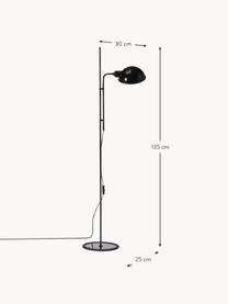 Kleine Stehlampe Funiculí mit verstellbarem Lampenschirm, Lampenschirm: Aluminium, beschichtet, Schwarz, glänzend, H 135 cm