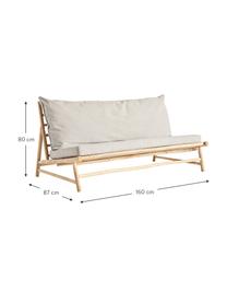 Bamboe loungebank Bamslow met bekleding, Frame: bamboe, Bekleding: 100% katoen, Grijs, bruin, 160 x 87 cm