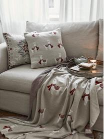 Dwustronna poszewka na poduszkę z dzianiny Alpaka, 100% bawełna, Beżowy, czerwony, biały, S 45 x D 45 cm
