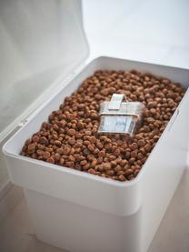 Set 2 contenitori per cibo per animali con misurino Tower, Plastica, Bianco, Larg. 30 x Alt. 20 cm