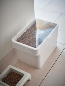 Set 2 contenitori per cibo per animali con misurino Tower, Plastica, Bianco, Larg. 30 x Alt. 20 cm