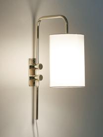 Wandlamp Isa met stekker, Lampenkap: katoenmix, Frame: metaal, Lampframe: glanzend goudkleurig. Lampenkap: wit, D 21 x H 38 cm