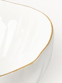 Ciotola con rilievo Sali 2 pz, Porcellana, Bianco con bordo dorato, Ø 17 x Alt. 8 cm