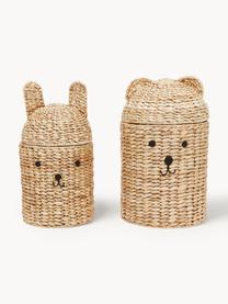 Set di 2 cestini fatti a mano con coperchi Bear & Rabbit, Fibra naturale, Beige, Set in varie misure