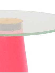 Stolik pomocniczy ze szklanym blatem Leader Of The Fanclub, Blat: szkło hartowane, Noga: poliresing powlekany, alu, Różowy, Ø 40 x W 39 cm